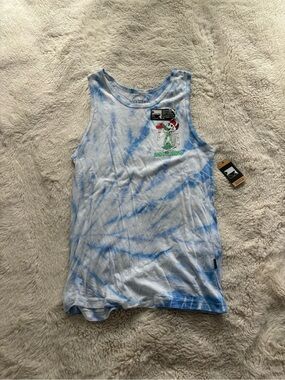 NWT Dikotomy Blue Tie Dye Bad Decisions Skeleton Graphic Print Tank Top
